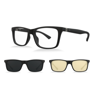 Óculos de Grau HB Switch 0481 0243 49 e Acetato Clip on MATTE BLACK GRAY/GAMER