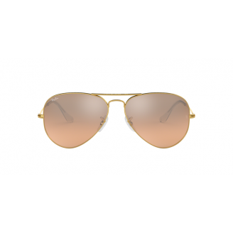 Óculos de Sol Ray-Ban Aviator RB 3025L 001/3E Lente Rosa Semi Espelhada Prata e Dourado 58