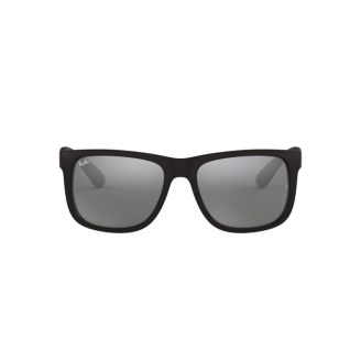 Óculos de Sol Ray-Ban Justin RB 4165 Lentes Cinza Espelhada Prata e Preto Fosco 55