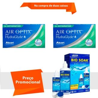 Combo Air Optix Plus HydraGlyde para Astigmatismo com Bio Soak