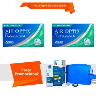 Air Optix Plus HydraGlyde para Astigmatismo com Kit Renu Fresh