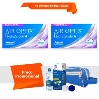 Air Optix plus HydraGlyde Multifocal com Kit Renu Fresh