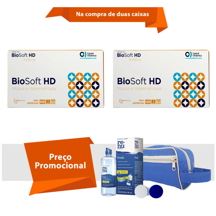 Combo BioSoft HD Asférica Com Kit Renu Fresh