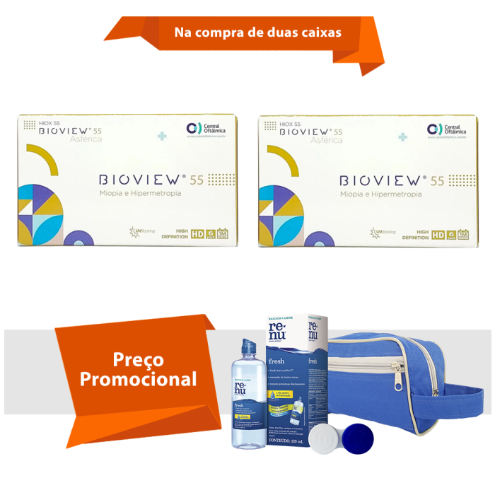 Combo Bioview 55 UV Asférica Com Kit Renu Fresh 