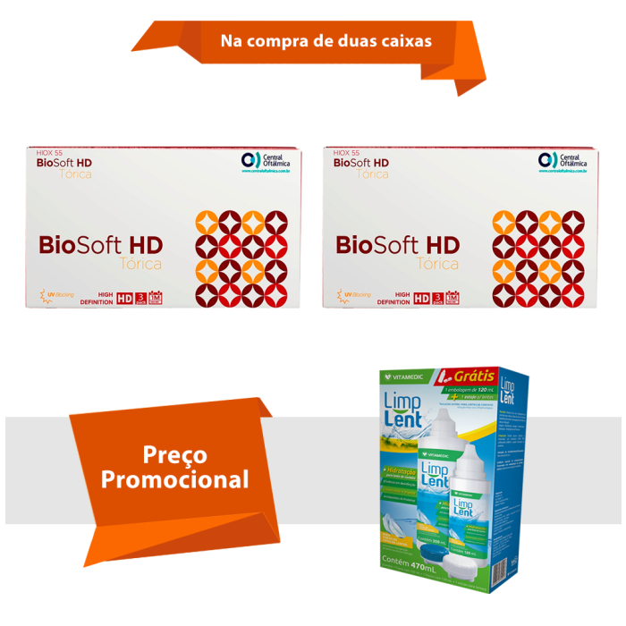 Combo BioSoft HD Tórica para Astigmatismo Com Limp Lent