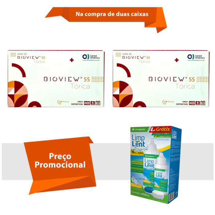 Combo Bioview 55 UV Tórica Com Limp Lent