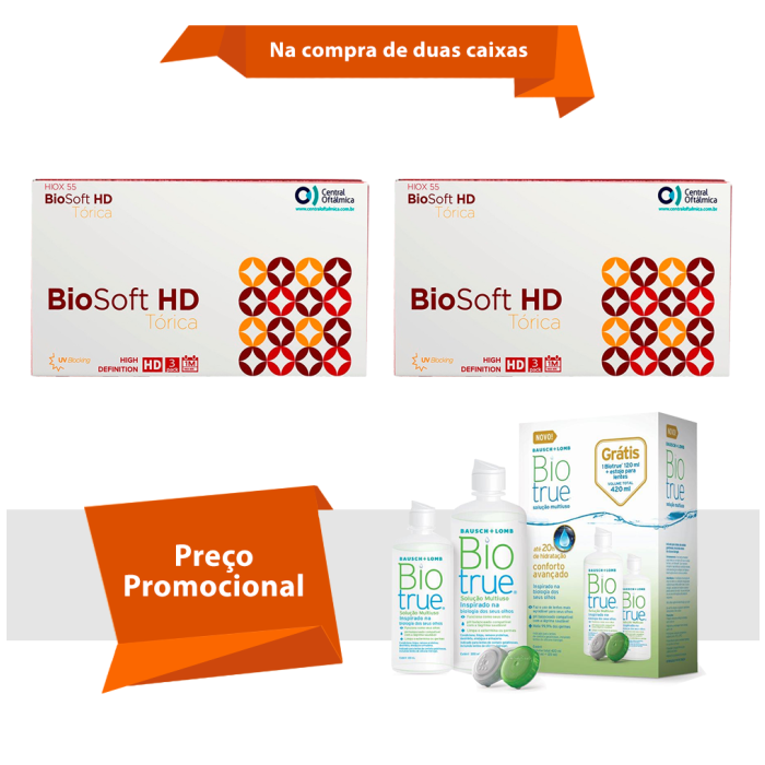 Combo BioSoft HD Tórica para Astigmatismo Com Biotrue