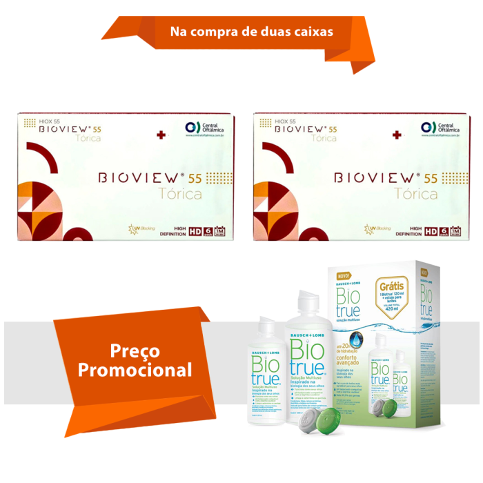 Combo Bioview 55 UV Tórica Com Biotrue