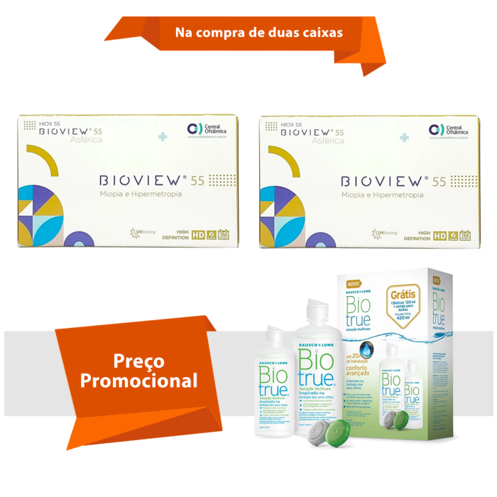 Combo Bioview 55 UV Asférica Com Biotrue