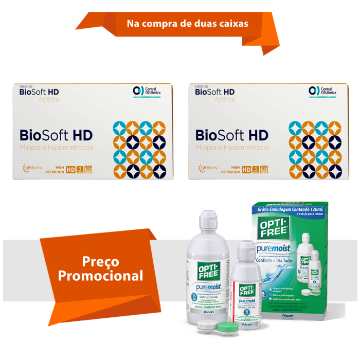 Combo BioSoft HD Asférica Com Opti Free