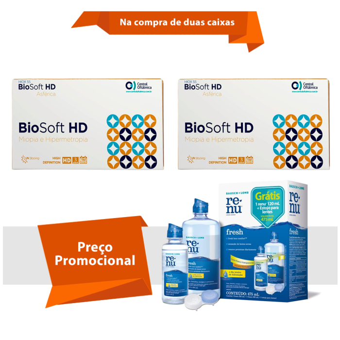Combo BioSoft HD Asférica Com Renu Fresh