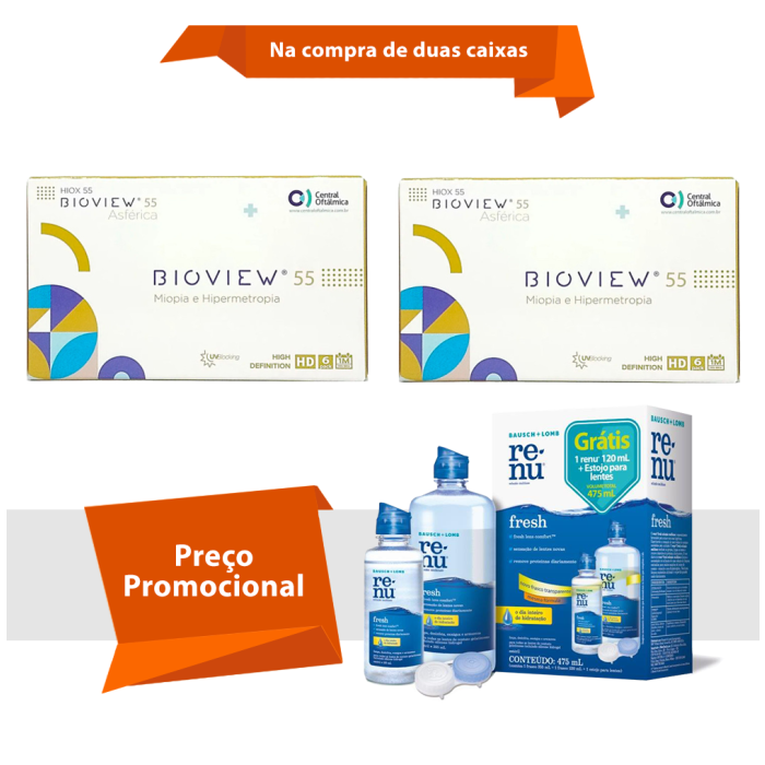 Combo Bioview 55 UV Asférica Com Renu Fresh