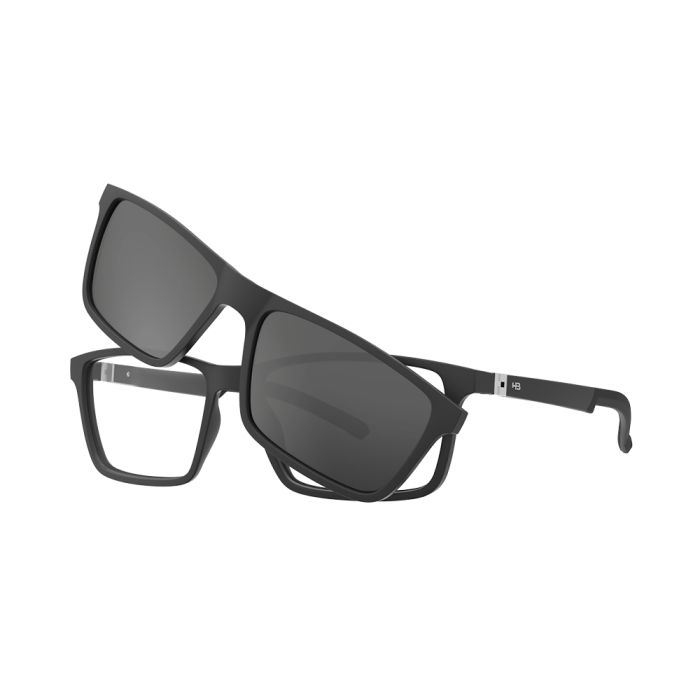 Óculos de Grau HB Switch 0531-0243-55 Quadrado e Acetato Clip On MATTE BLACK POLARIZED GRAY