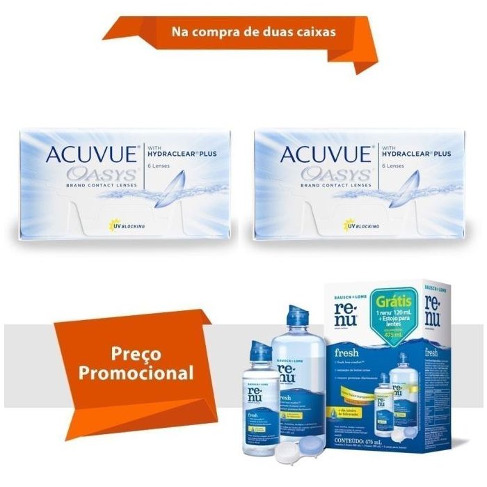 Combo Acuvue Oasys com Hydraclear Plus com Renu Fresh