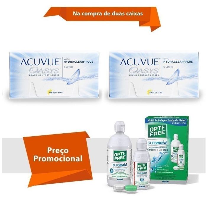Combo Acuvue Oasys com Hydraclear Plus com Opti Free
