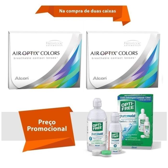 Combo Air Optix Colors com Grau com Opti Free