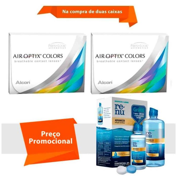 Combo Air Optix Colors sem Grau com Renu Advanced