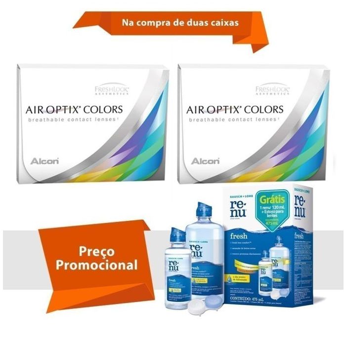 Combo Air Optix Colors com Grau com Renu Fresh