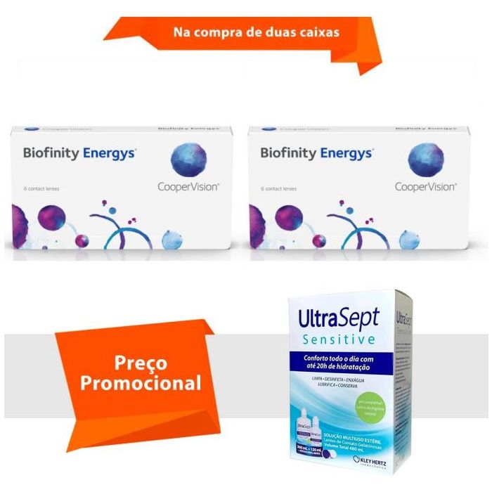 Combo Biofinity Energys com UltraSept Sensitive