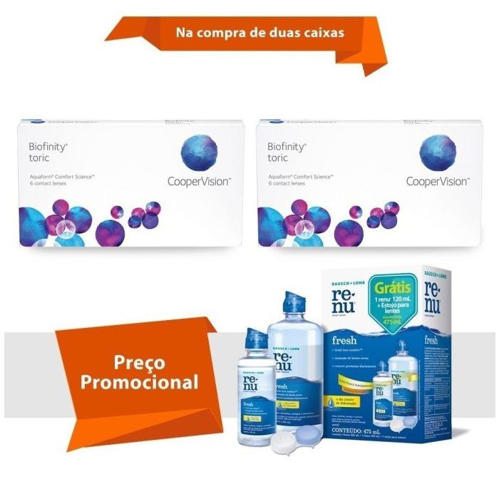 Combo Biofinity Toric com Renu Fresh