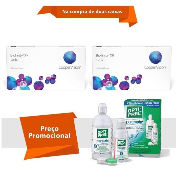 Combo Biofinity XR Toric para Astigmatismo com Opti Free