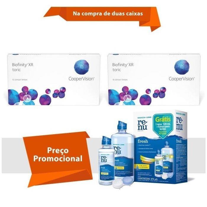 Combo Biofinity XR Toric para Astigmatismo com Renu Fresh
