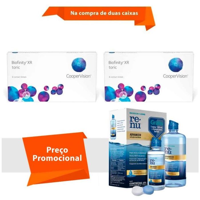 Combo Biofinity XR Toric para Astigmatismo com Renu Advanced