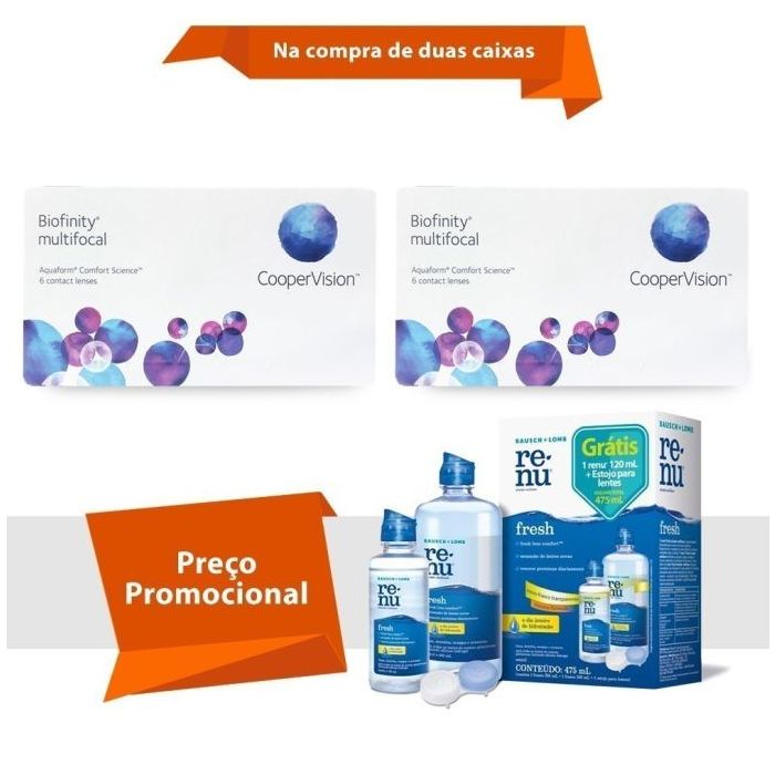 Combo Biofinity Multifocal com Renu Fresh