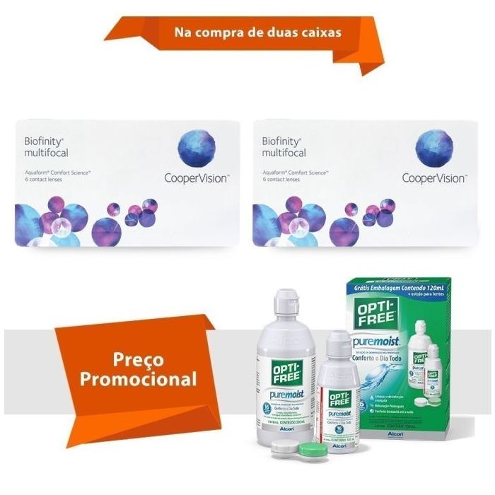 Combo Biofinity Multifocal com Opti Free