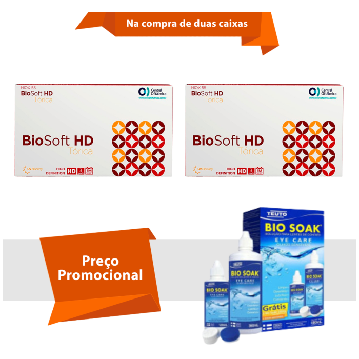Combo BioSoft HD Tórica para Astigmatismo Com Bio Soak