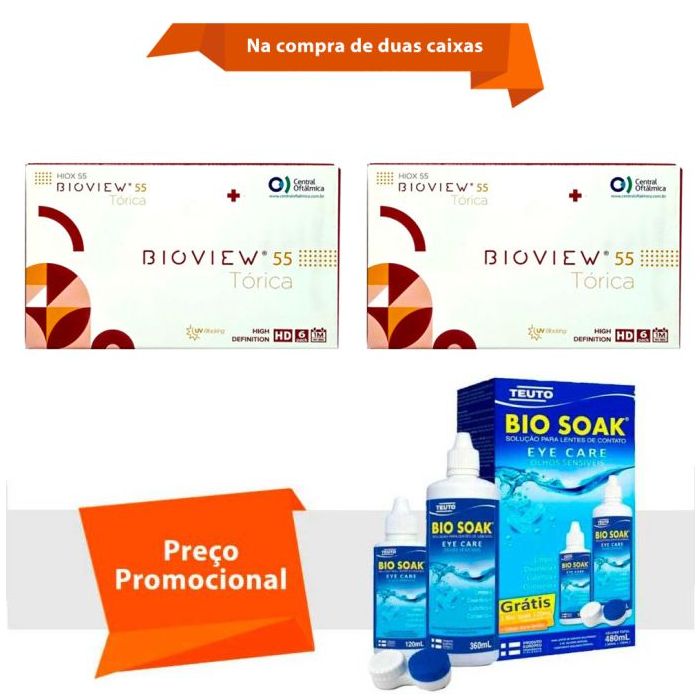 Combo Bioview 55 UV Tórica Com Bio Soak