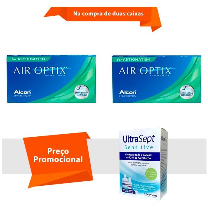 Combo Air Optix para Astigmatismo com UltraSept Sensitive