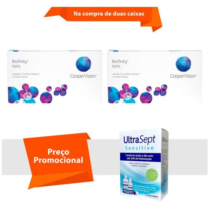 Combo Biofinity Toric com UltraSept Sensitive