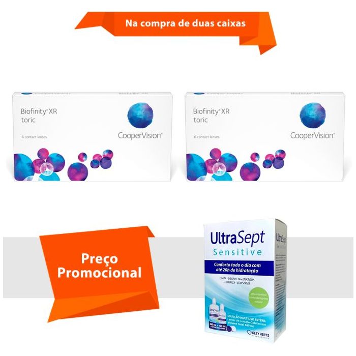 Combo Biofinity XR Toric para Astigmatismo com UltraSept Sensitive