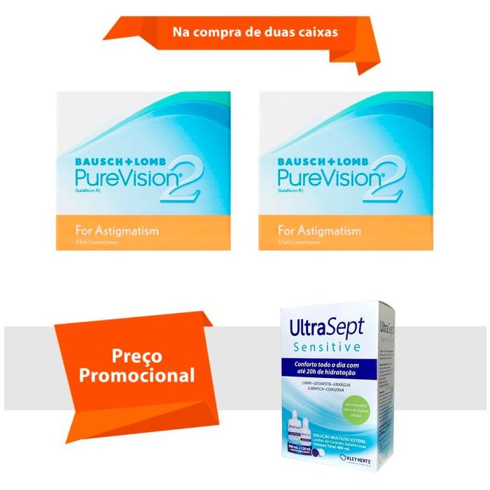 Combo Purevision 2 para Astigmatismo com UltraSept Sensitive