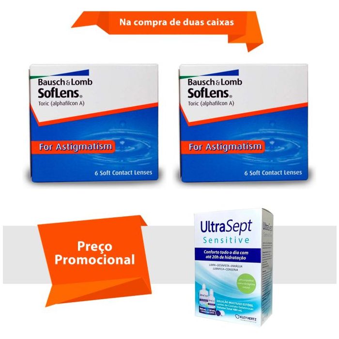 Combo Soflens Toric para Astigmatismo com UltraSept Sensitive