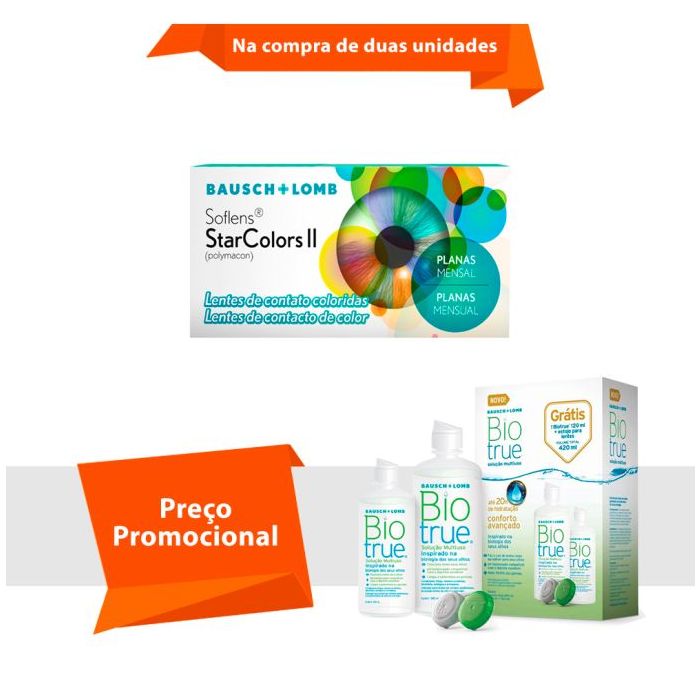 Combo Soflens Starcolors II Sem Grau com Biotrue