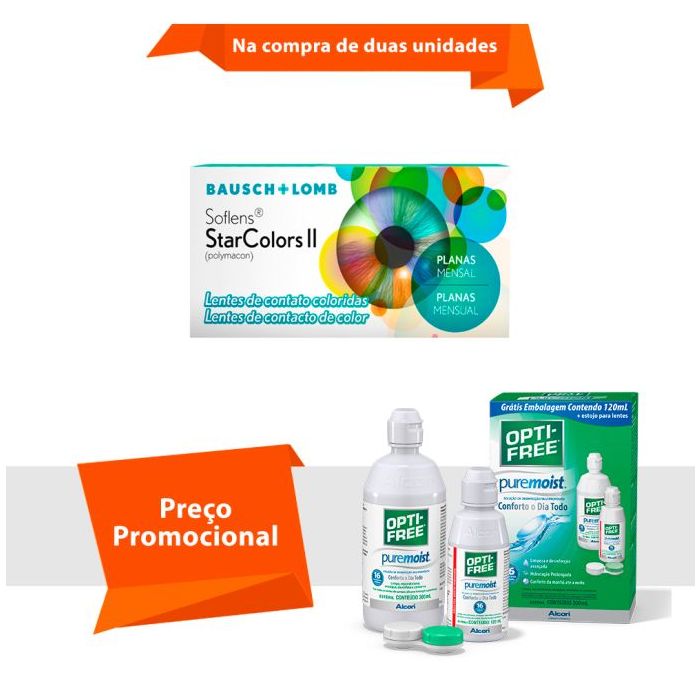 Combo Soflens Starcolors II Sem Grau com Opti Free