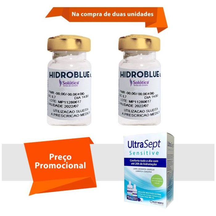 Combo Hidroblue UV Tórica para Astigmatismo com UltraSept Sensitive