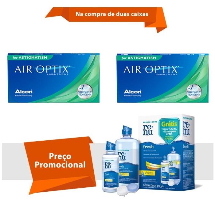 Combo Air Optix para Astigmatismo com Renu Fresh