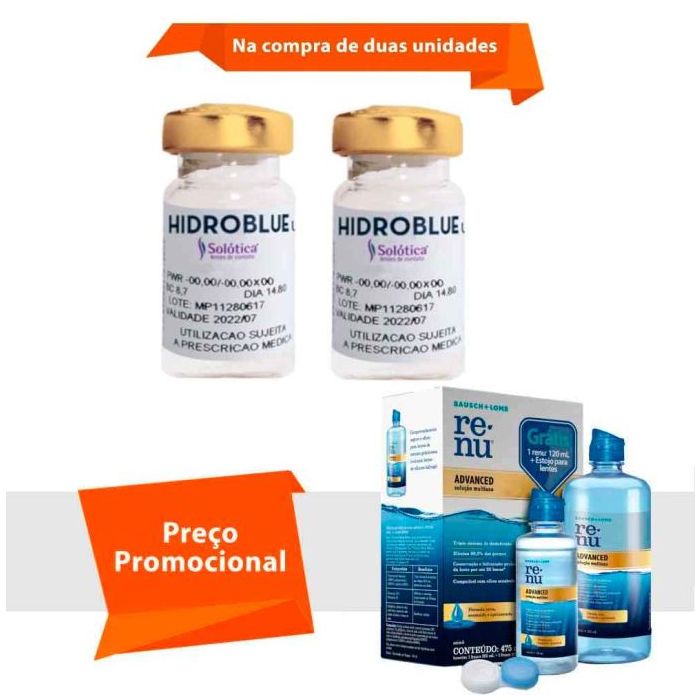 Combo Hidroblue UV Tórica para Astigmatismo Com Renu Advanced