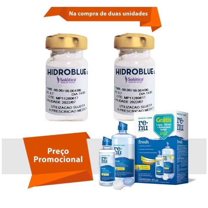 Combo Hidroblue UV Tórica para Astigmatismo Com Renu Fresh