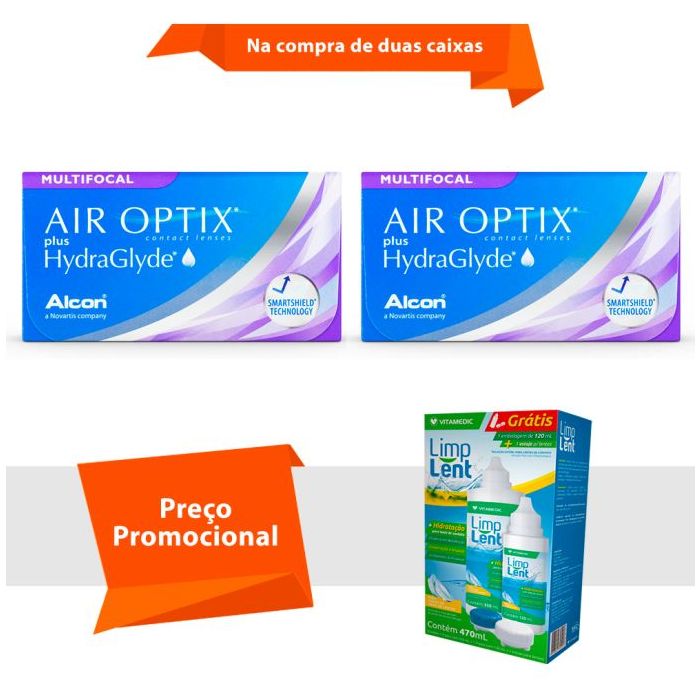 Combo Air Optix plus HydraGlyde Multifocal com Limp Lent