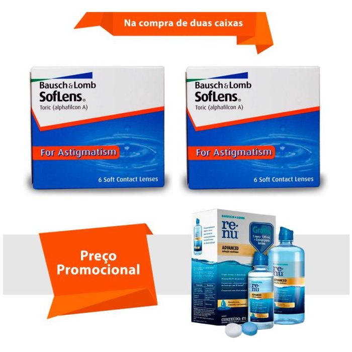 Combo Soflens Toric para Astigmatismo com Renu Advanced