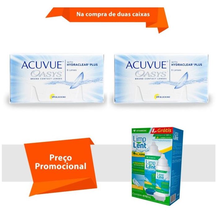 Combo Acuvue Oasys com Hydraclear Plus com Limp Lent