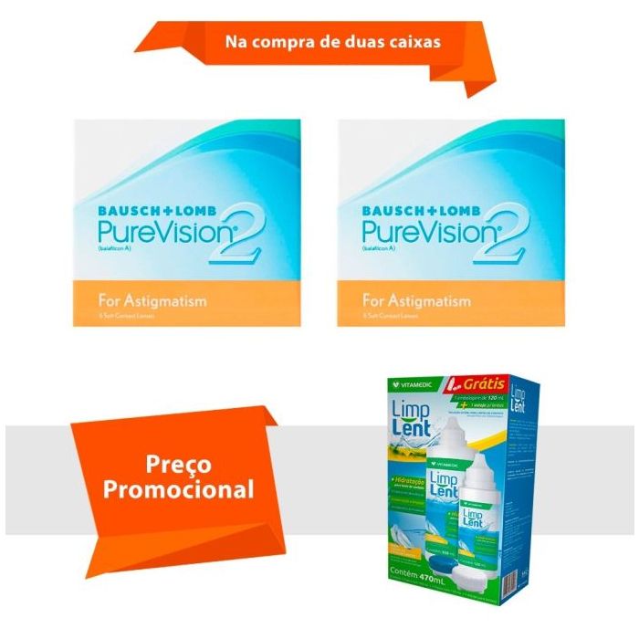Combo Purevision 2 para Astigmatismo com Limp Lent