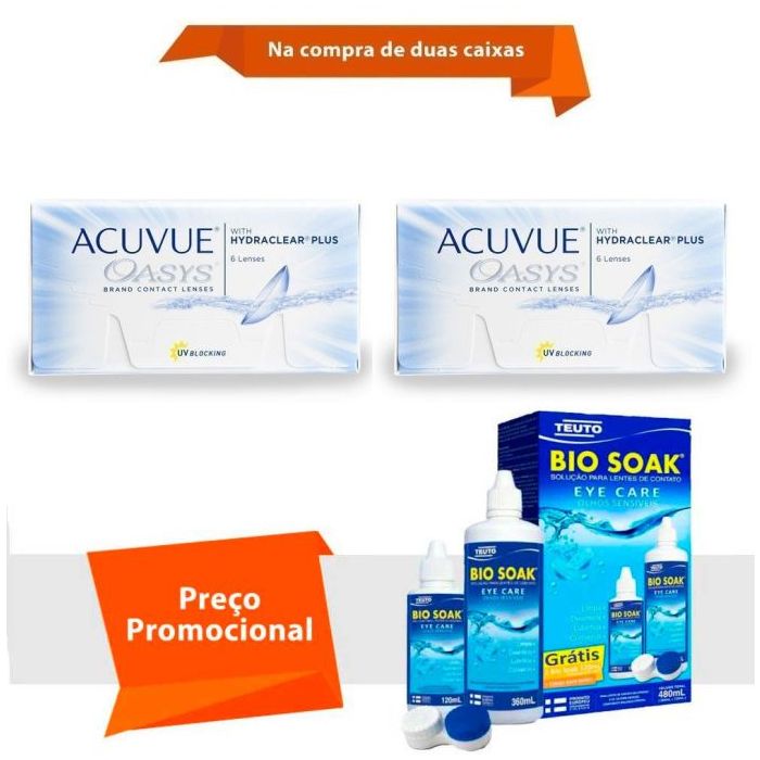 Combo Acuvue Oasys com Hydraclear Plus com Bio Soak