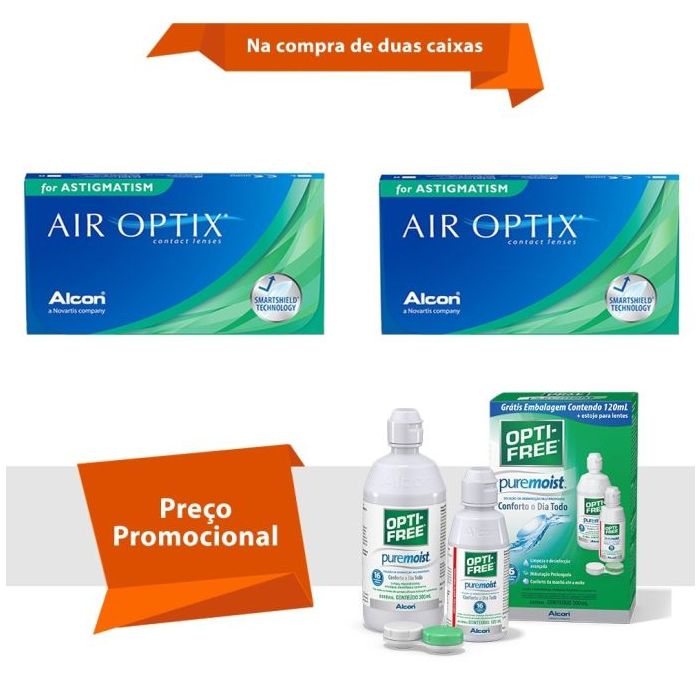 Combo Air Optix para Astigmatismo com Opti Free