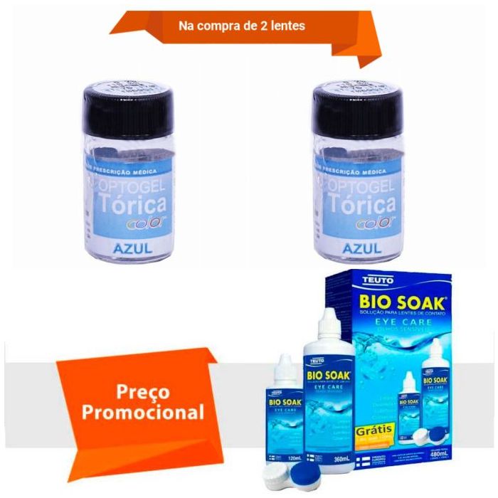 Combo Optogel Tórica Color para Astigmatismo Com Bio Soak
