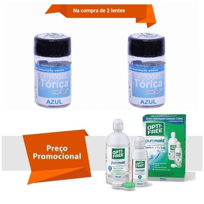 Combo Optogel Tórica Color para Astigmatismo Com Opti Free